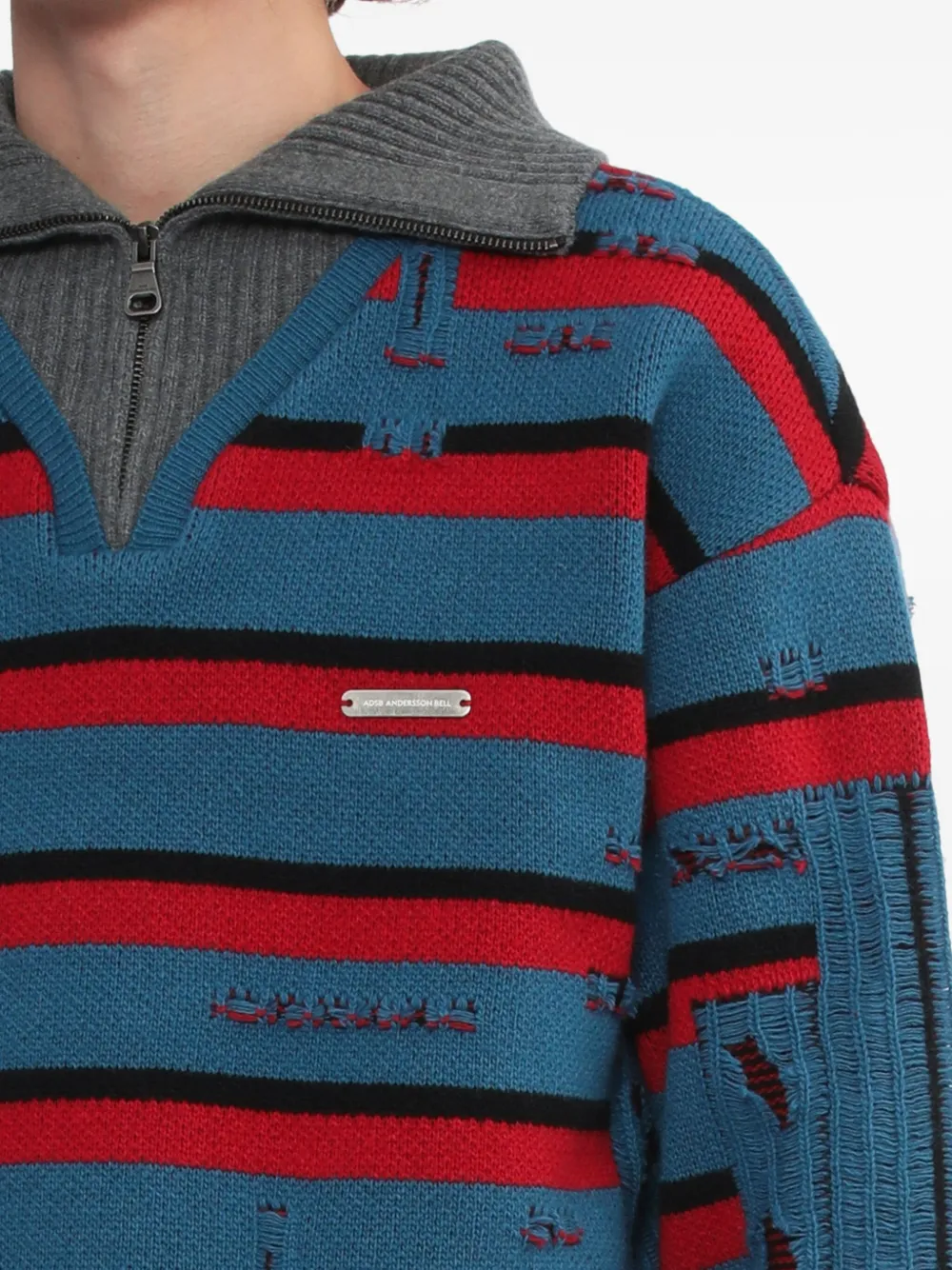 Andersson Bell Striped Zip-up Sweater In Blue