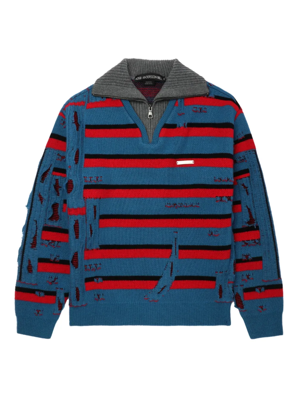Andersson Bell Striped Zip-up Sweater In Blue