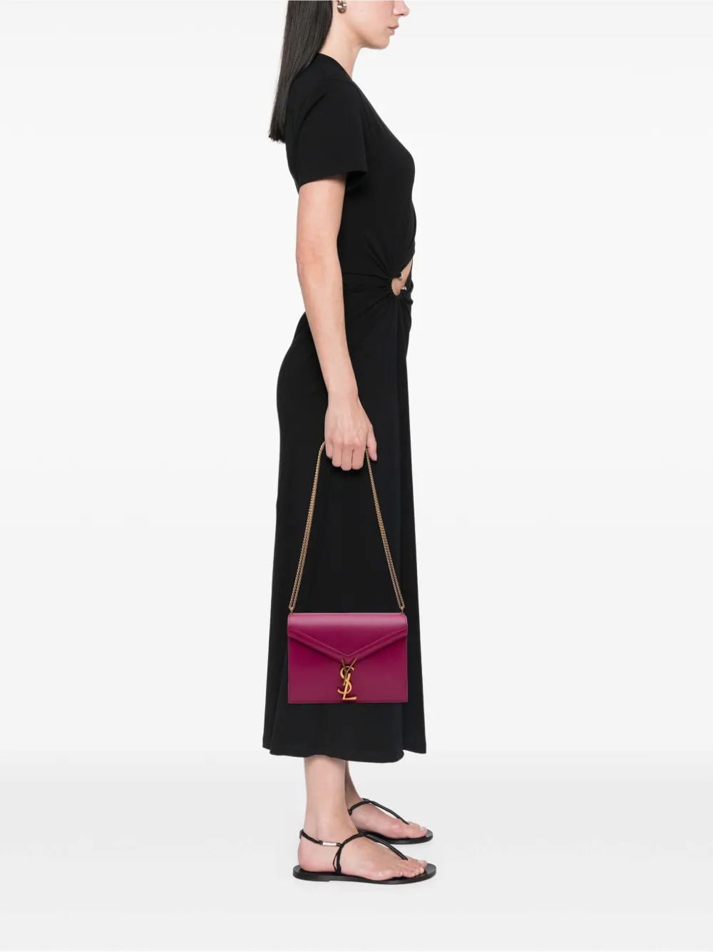 Pre-owned Saint Laurent 2019 Smooth Calfskin Monogram Cassandra Clasp Bag Shoulder Bag