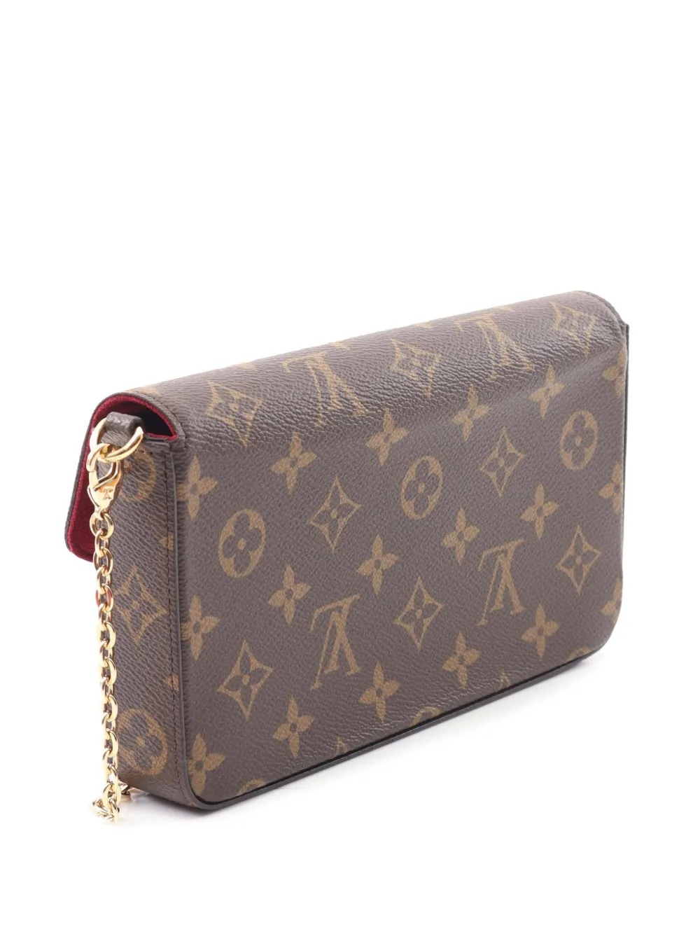 Pre-owned Louis Vuitton 2021-2025 Monogram Pochette Felicie Crossbody Bag In Brown