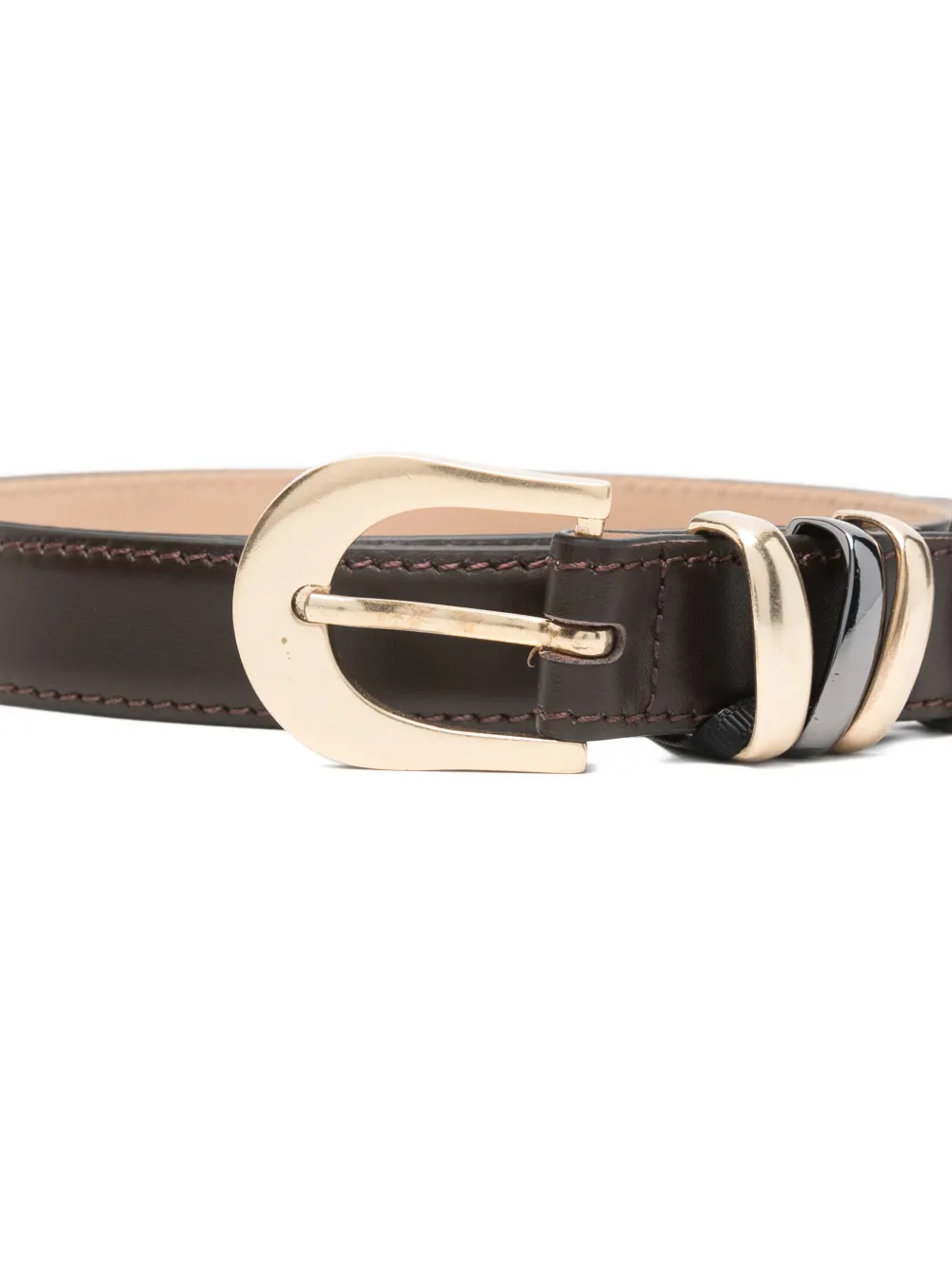 Luisa Cerano Leren riem met gespdetail - Bruin