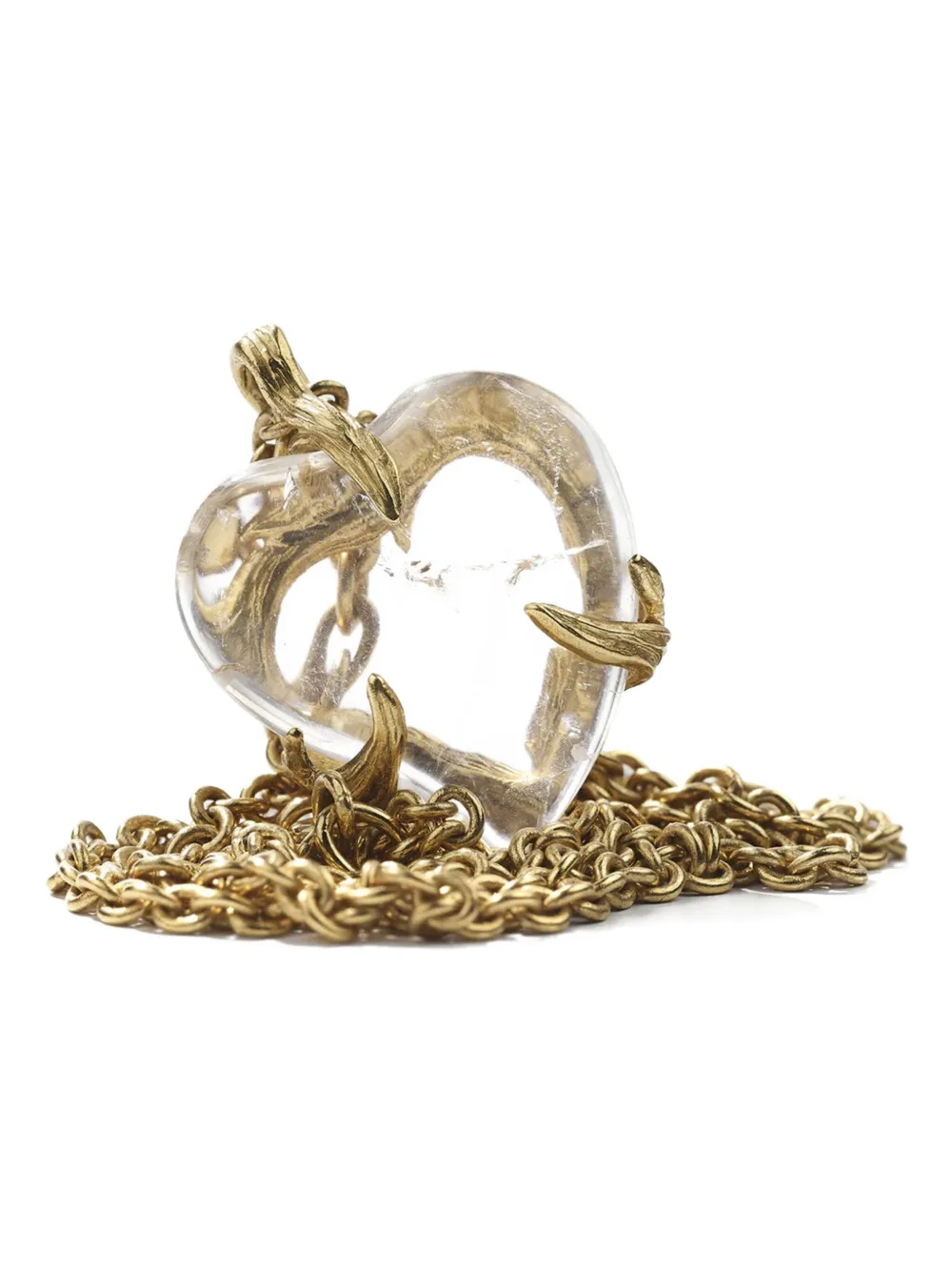 Goossens Heart-shape Rock-crystal Necklace In Gold