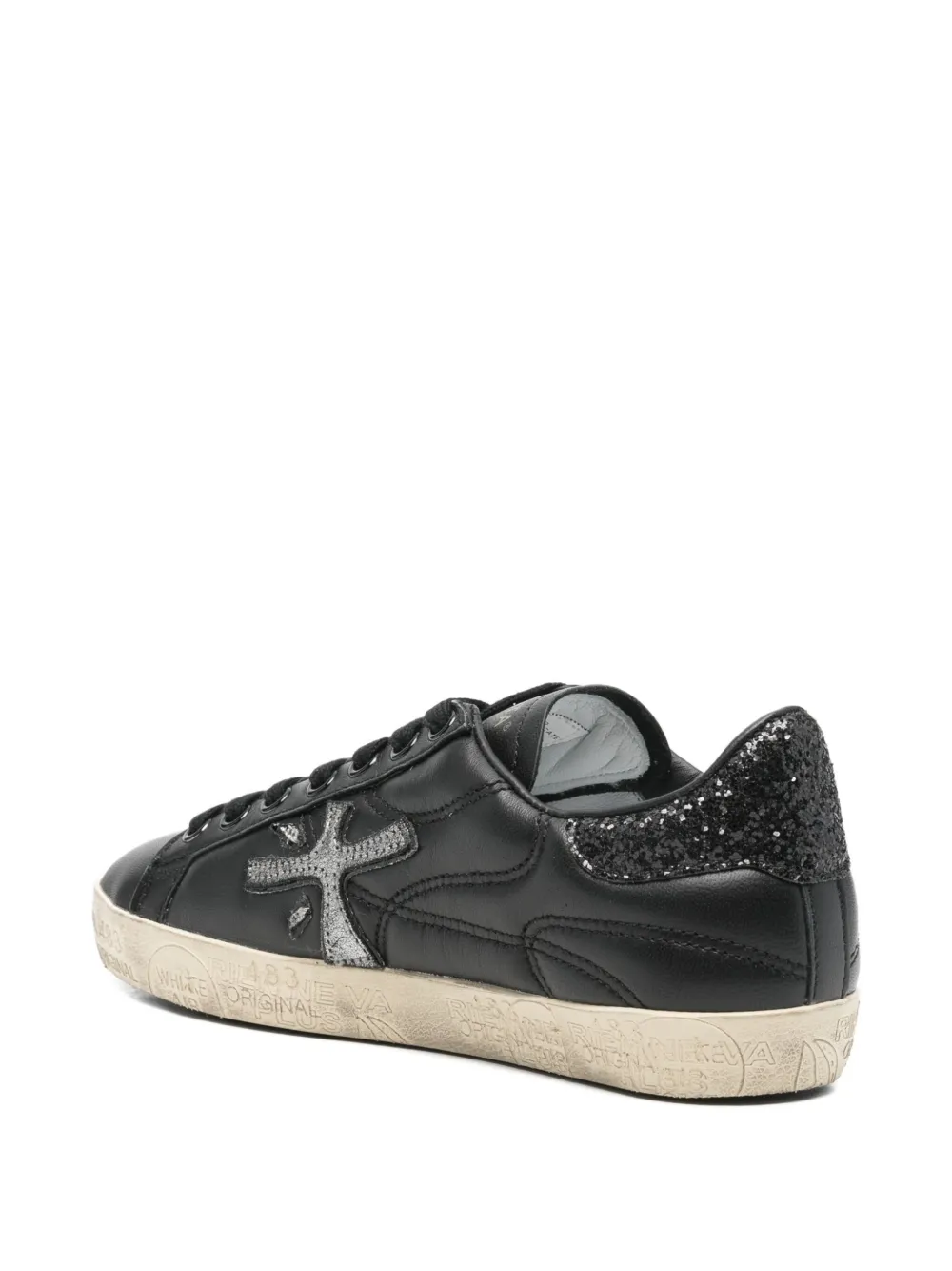 Premiata Steven sneakers met vlakken met glitters Zwart