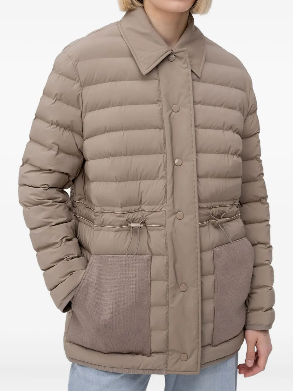 Hugo Boss Quilted Drawstring Jacket In Neutral