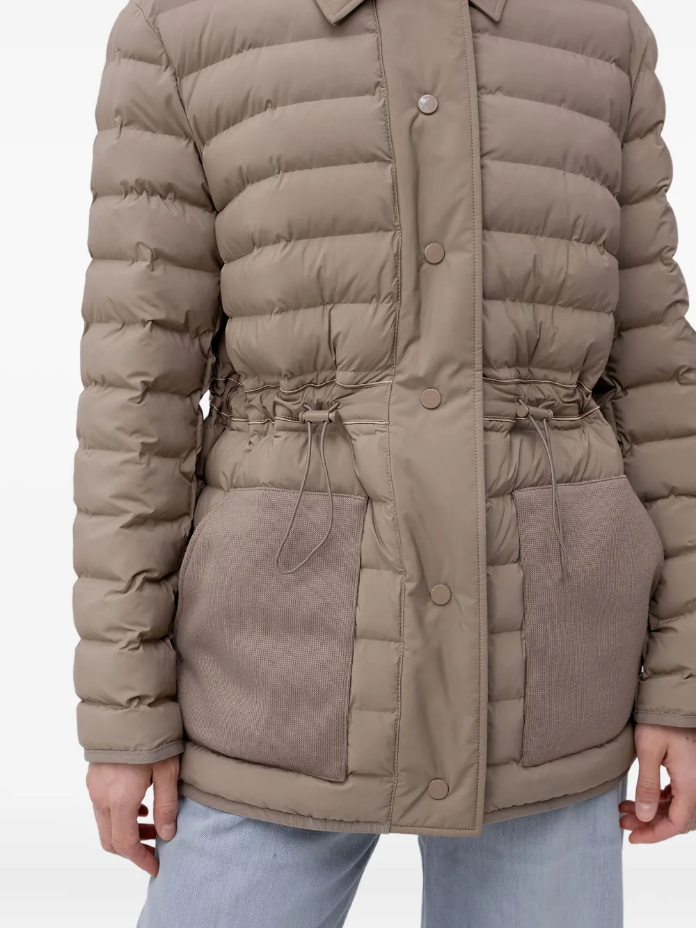 Hugo Boss Quilted Drawstring Jacket In Neutral