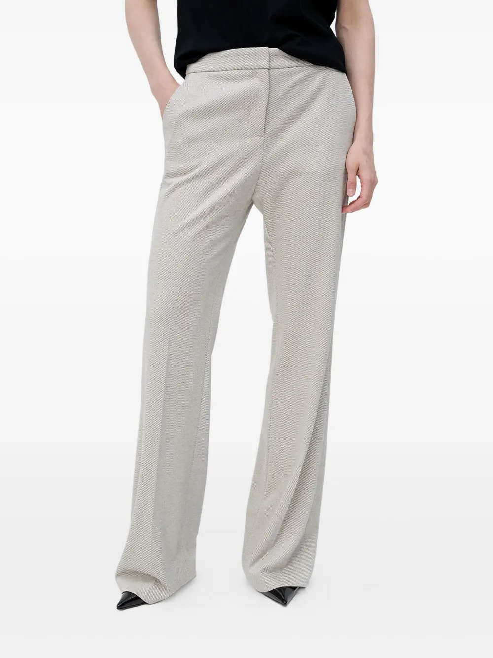 Hugo Boss Flared Trousers In Neutral