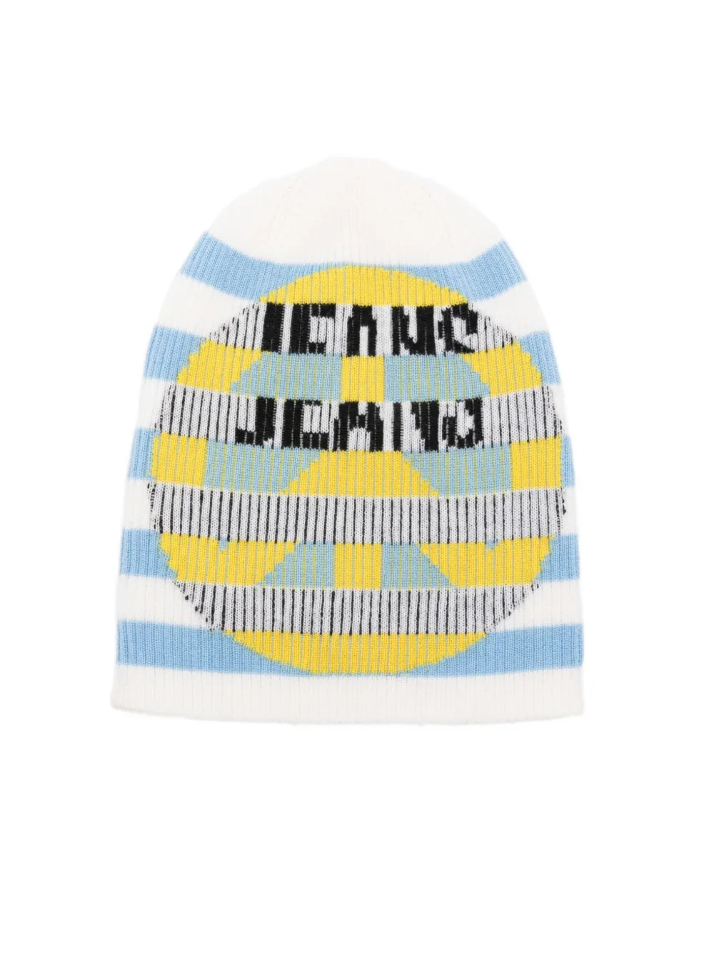 Moschino Striped Heart Beanie In White