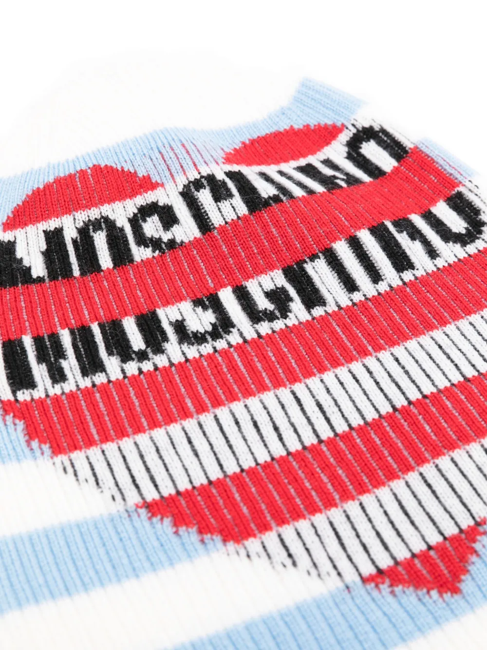 Moschino Striped Heart Beanie In White