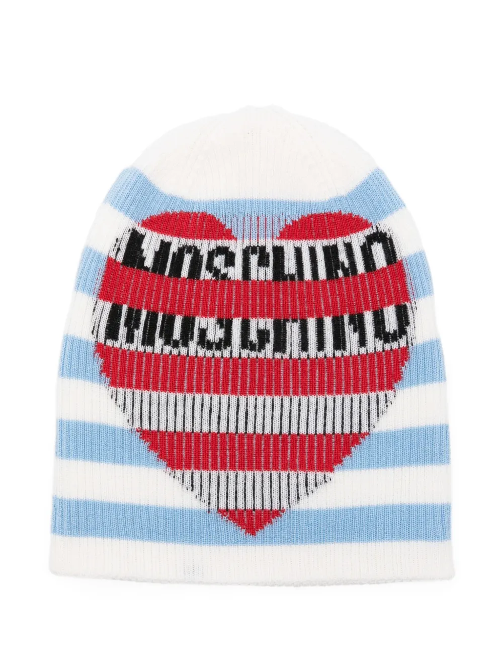 MOSCHINO JEANS striped heart beanie - Weiß
