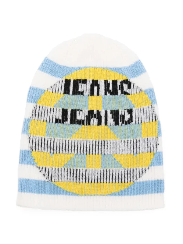 MOSCHINO JEANS Striped Heart Beanie | White | FARFETCH BH display picture 2