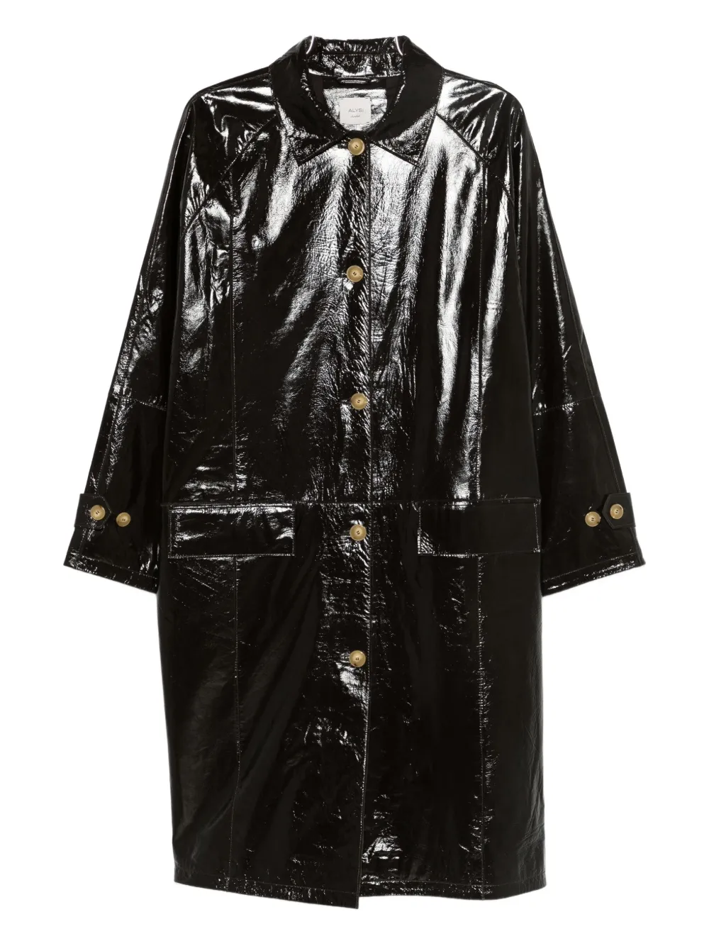 Alysi Buttoned Leather Coat In Brown