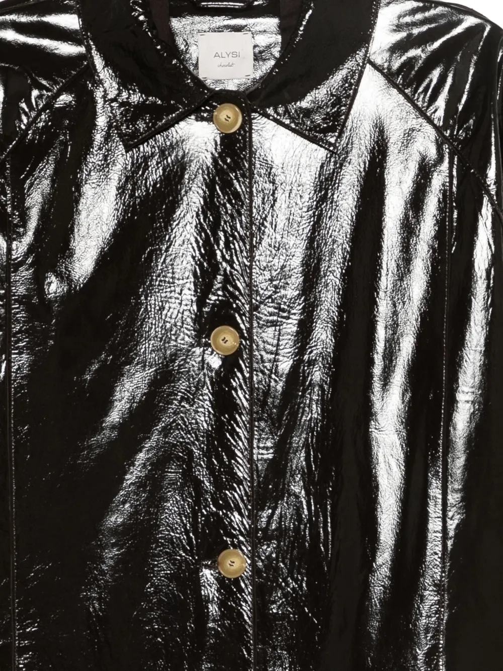 Alysi Buttoned Leather Coat In Brown