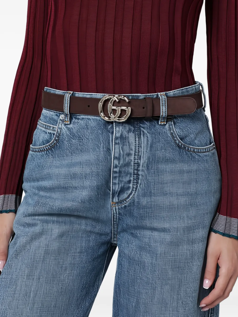 Gucci Gg Marmont Leather Belt In Brown