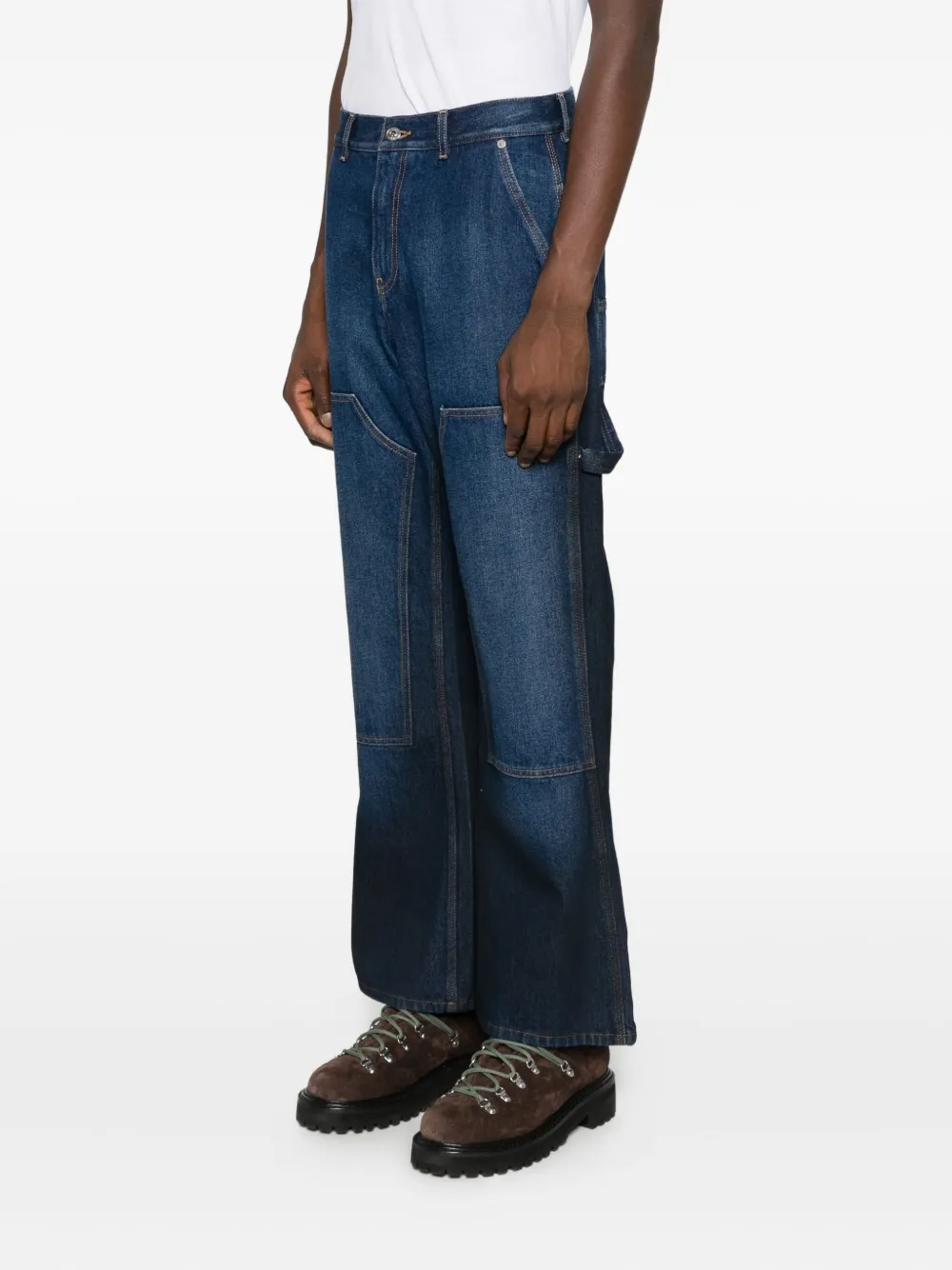 Off-white Panelled Cotton Jeans In Blue