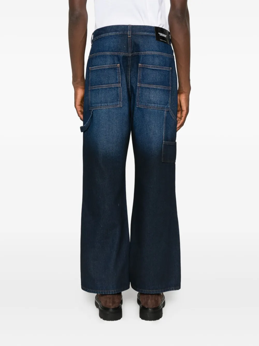 Off-white Panelled Cotton Jeans In Blue