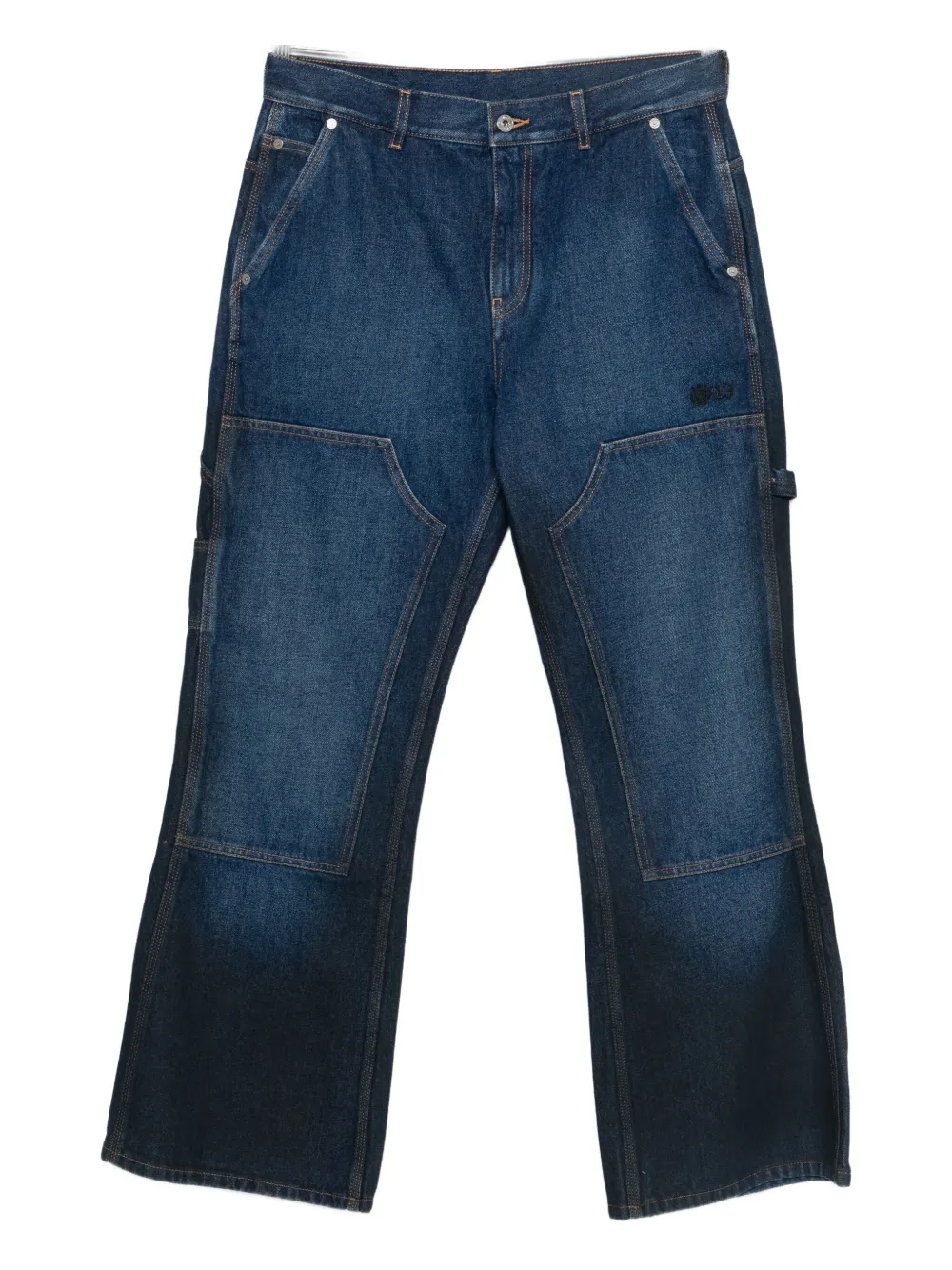 Off-white Panelled Cotton Jeans In Blue