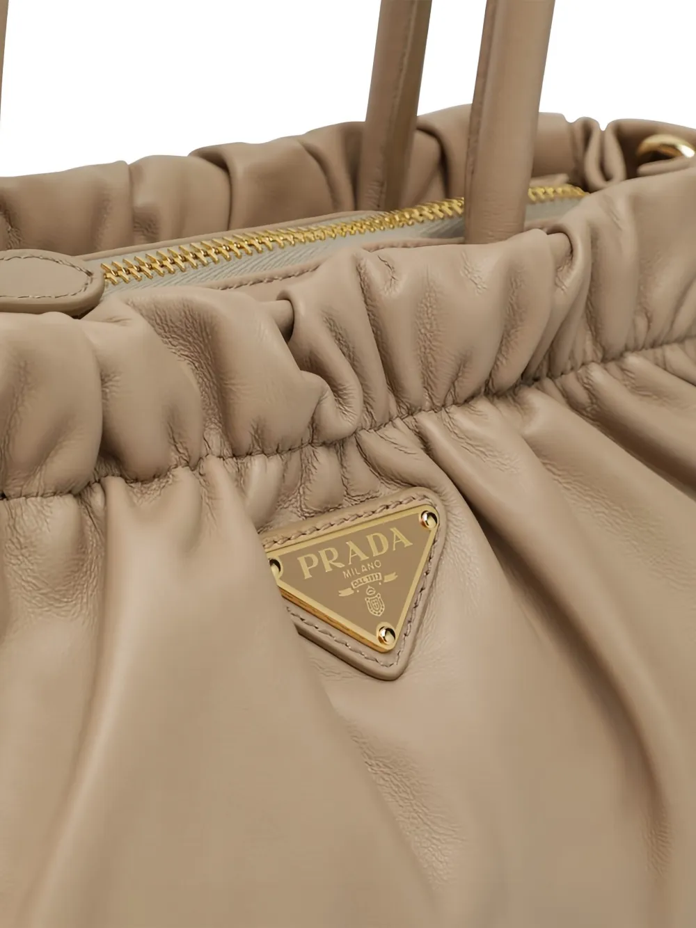 Prada Leren schoudertas Beige