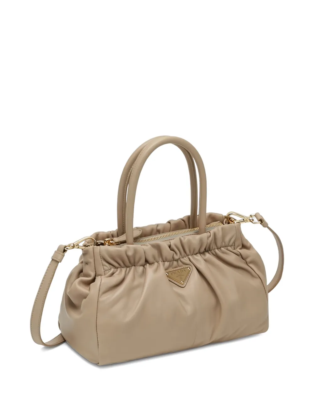 Prada Leren schoudertas Beige