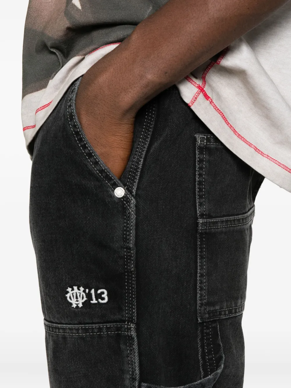 Off-white Panelled Jeans In Black
