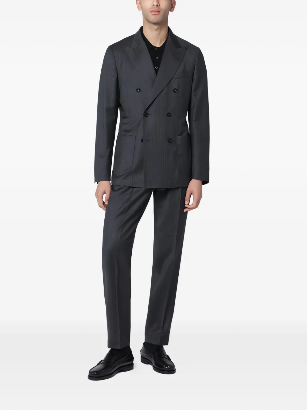Santaniello double-breasted pinstripe suit - Grigio
