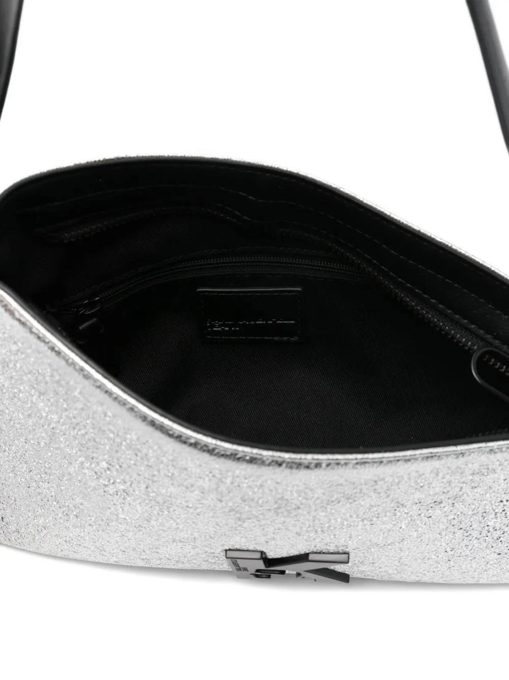 Karl Lagerfeld Jeans Asymmetric Shoulder Bag In Silver
