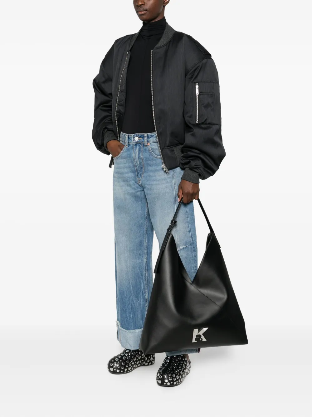 Karl Lagerfeld Jeans logo-appliqué shoulder bag - Zwart