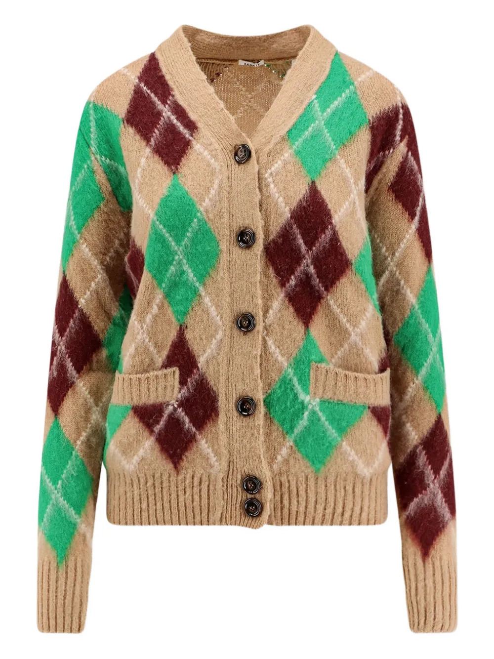 Aspesi Argyle-pattern Wool Cardigan In Brown
