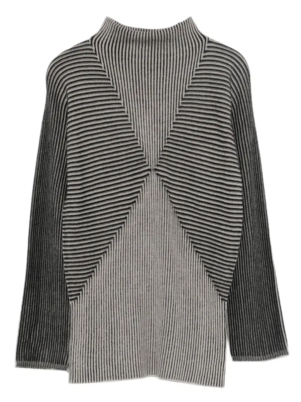 Emporio Armani Striped Sweater in Grey