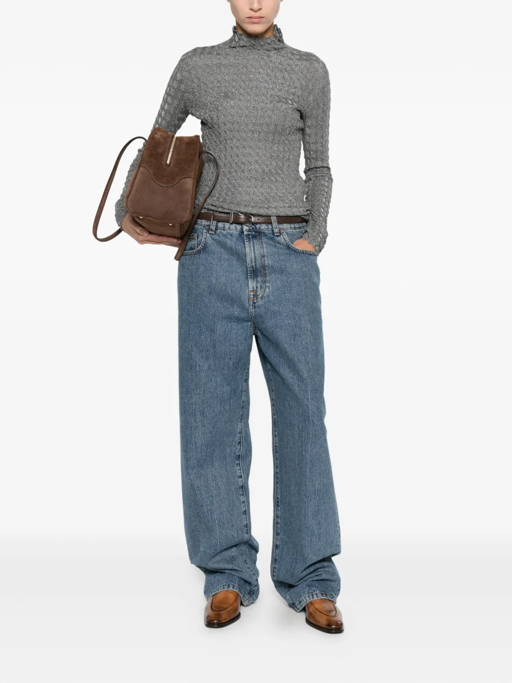 Emporio Armani Trui met hoge hals en textuur Grijs