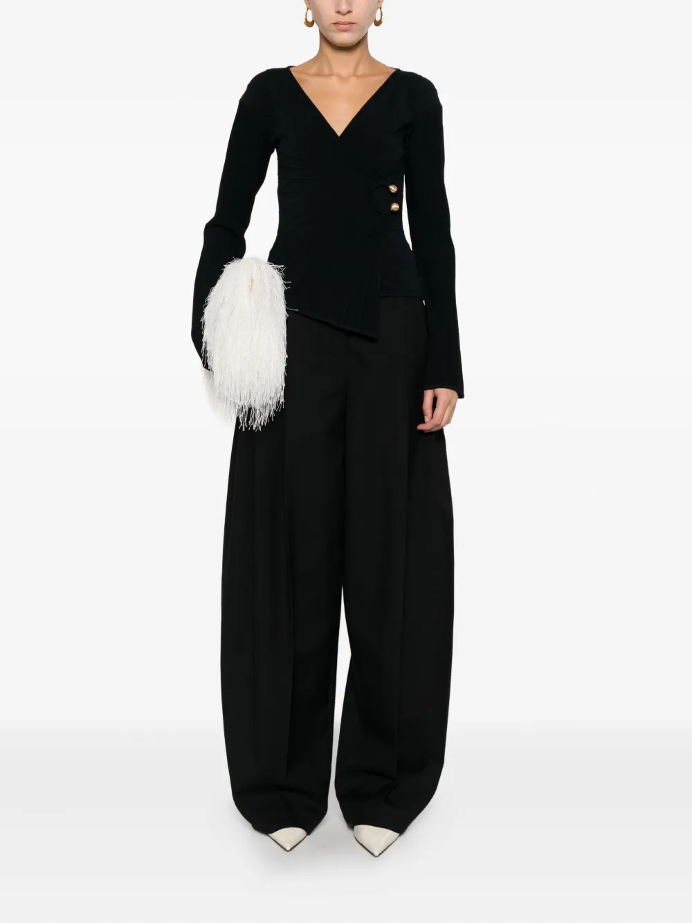 Cult Gaia Asymmetrische top met knopen - Zwart