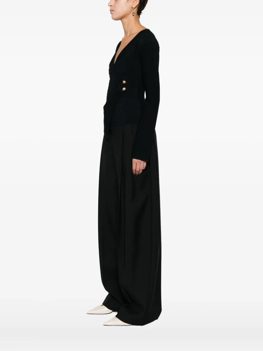 Cult Gaia Buttoned Asymmetric Top In Black