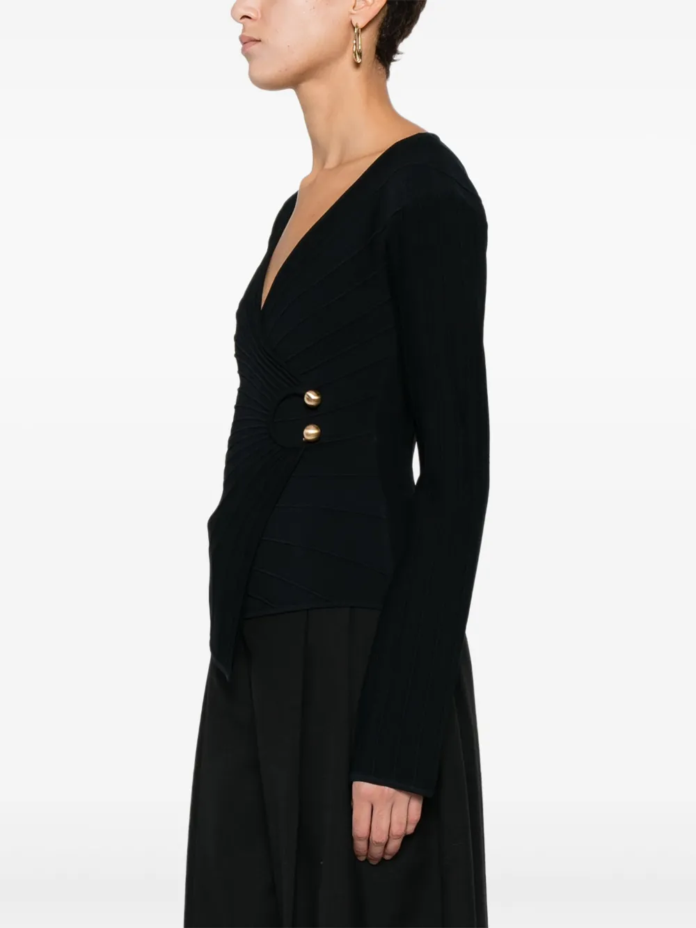 Cult Gaia Asymmetrische top met knopen Zwart