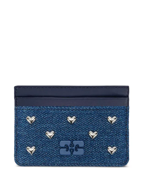 GANNI heart-stud denim card holder
