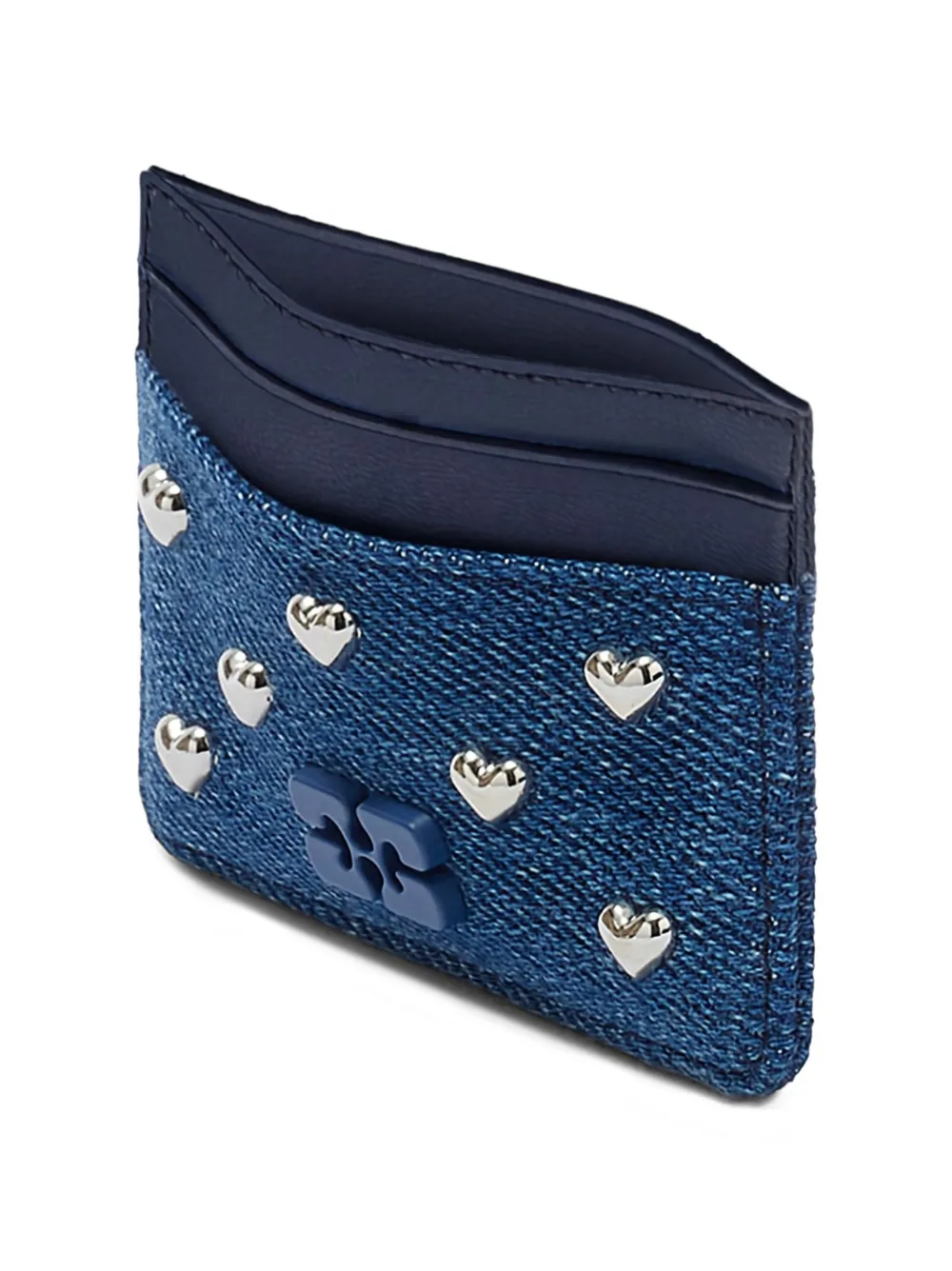  Ganni Heart-stud Denim Card Holder - Blue 
