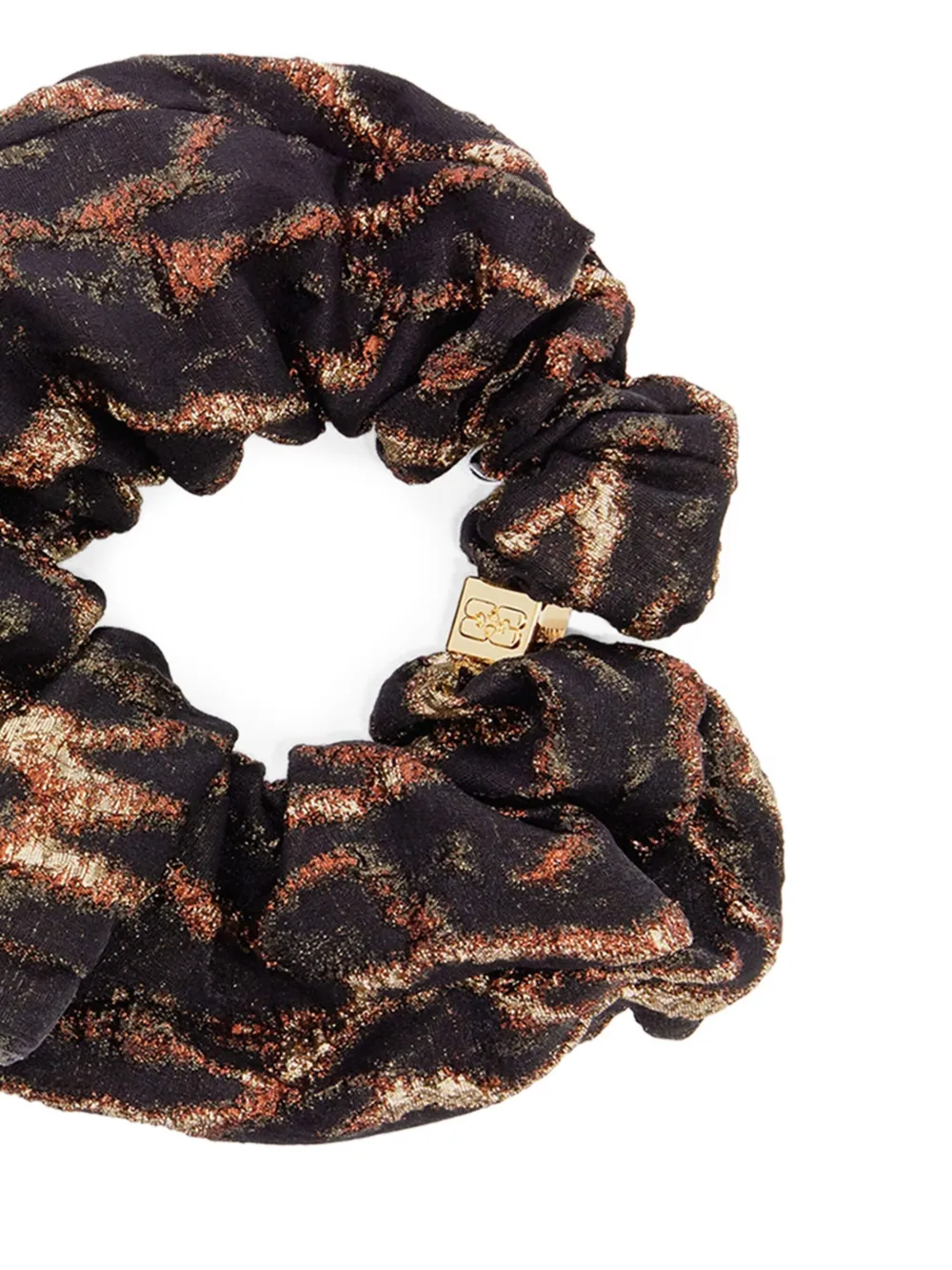 Ganni Textured Logo Hair Accessory In Brown