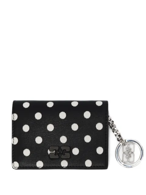 GANNI polka-dot logo-charm wallet