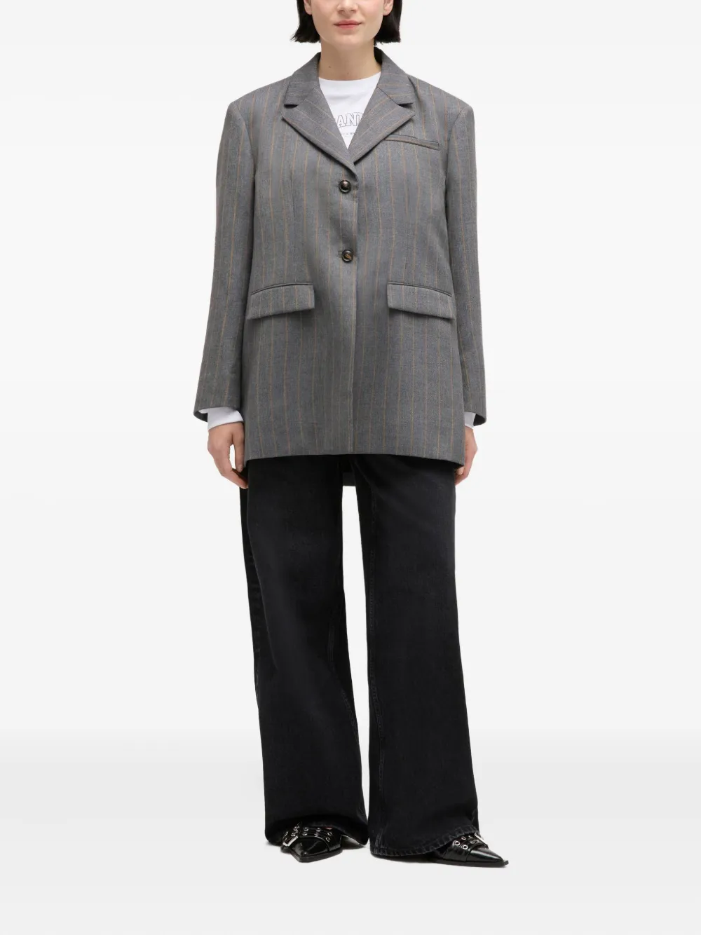 GANNI Blazer met krijtstreep Grijs