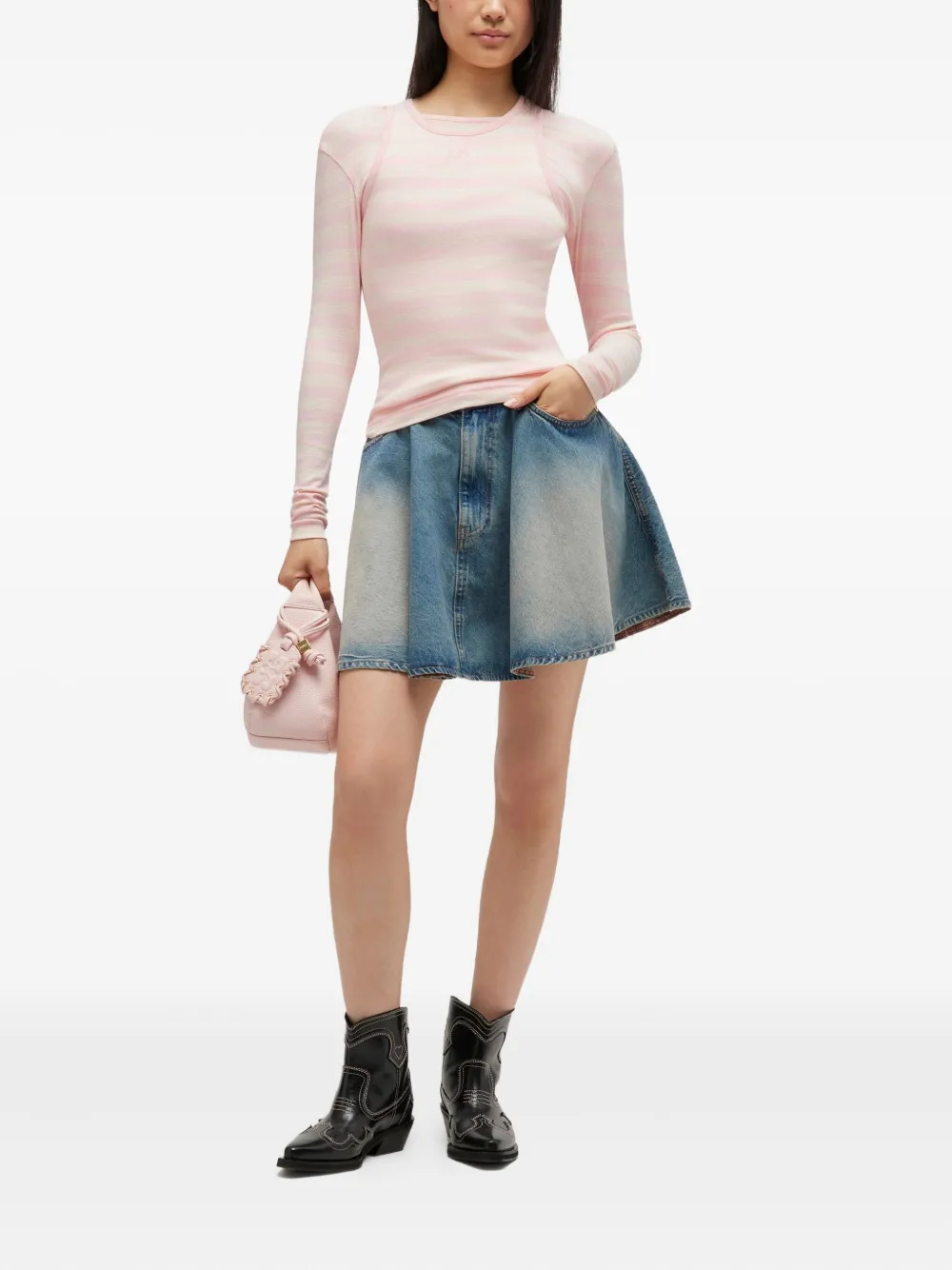 Ganni Striped Tank Top In Neutral