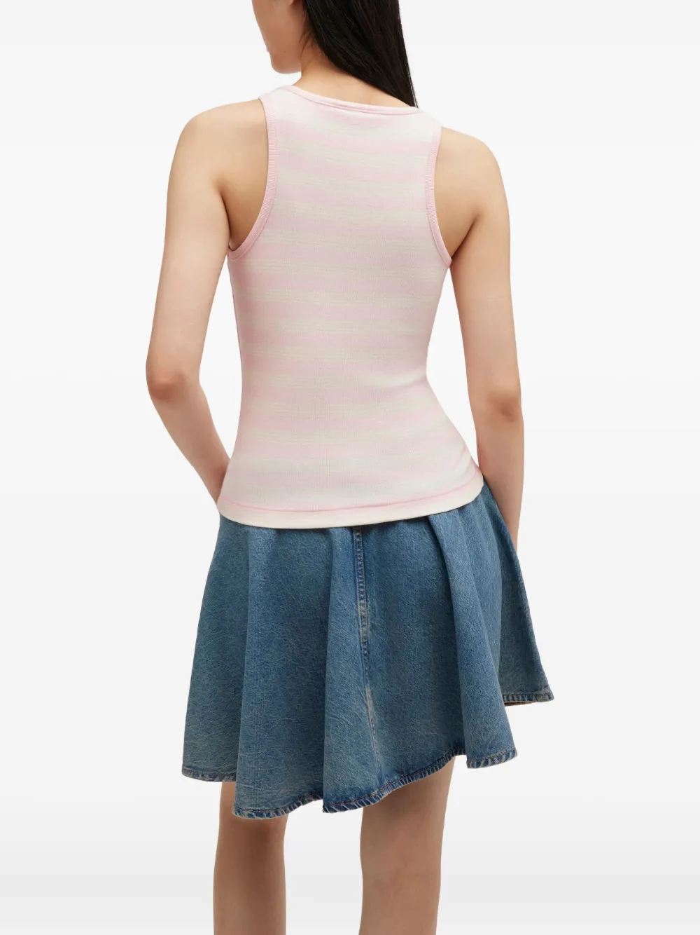 Ganni Striped Tank Top In Neutral