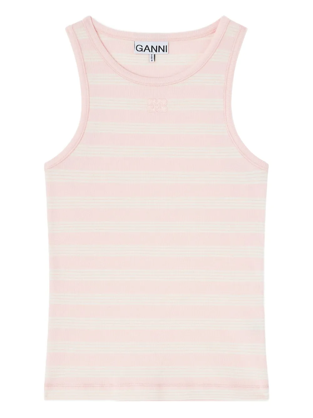 Ganni Striped Tank Top In Neutral