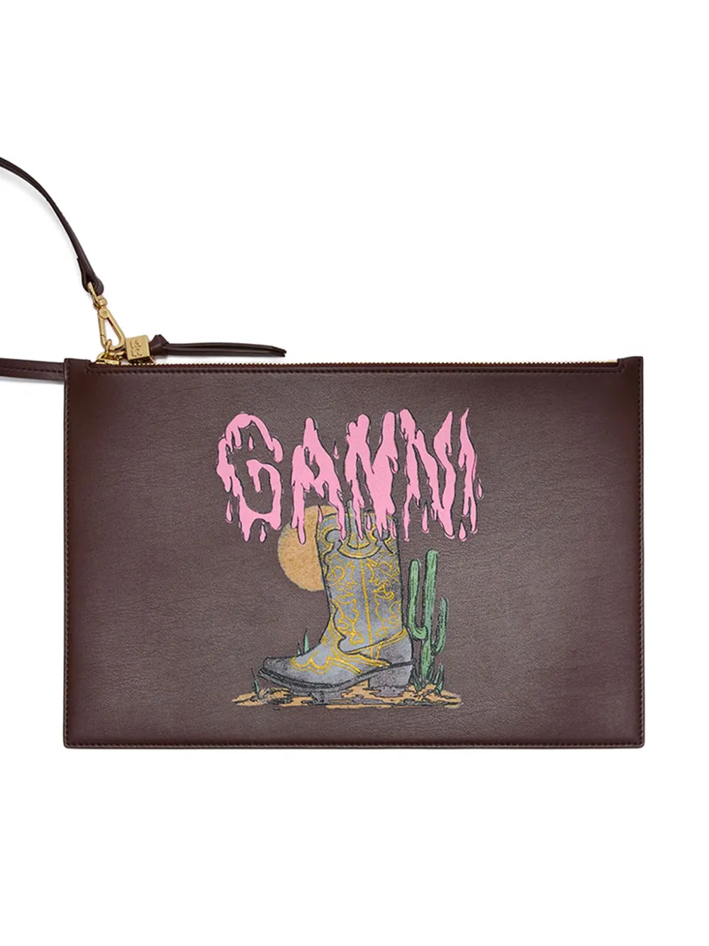GANNI Clutch met rits - Bruin
