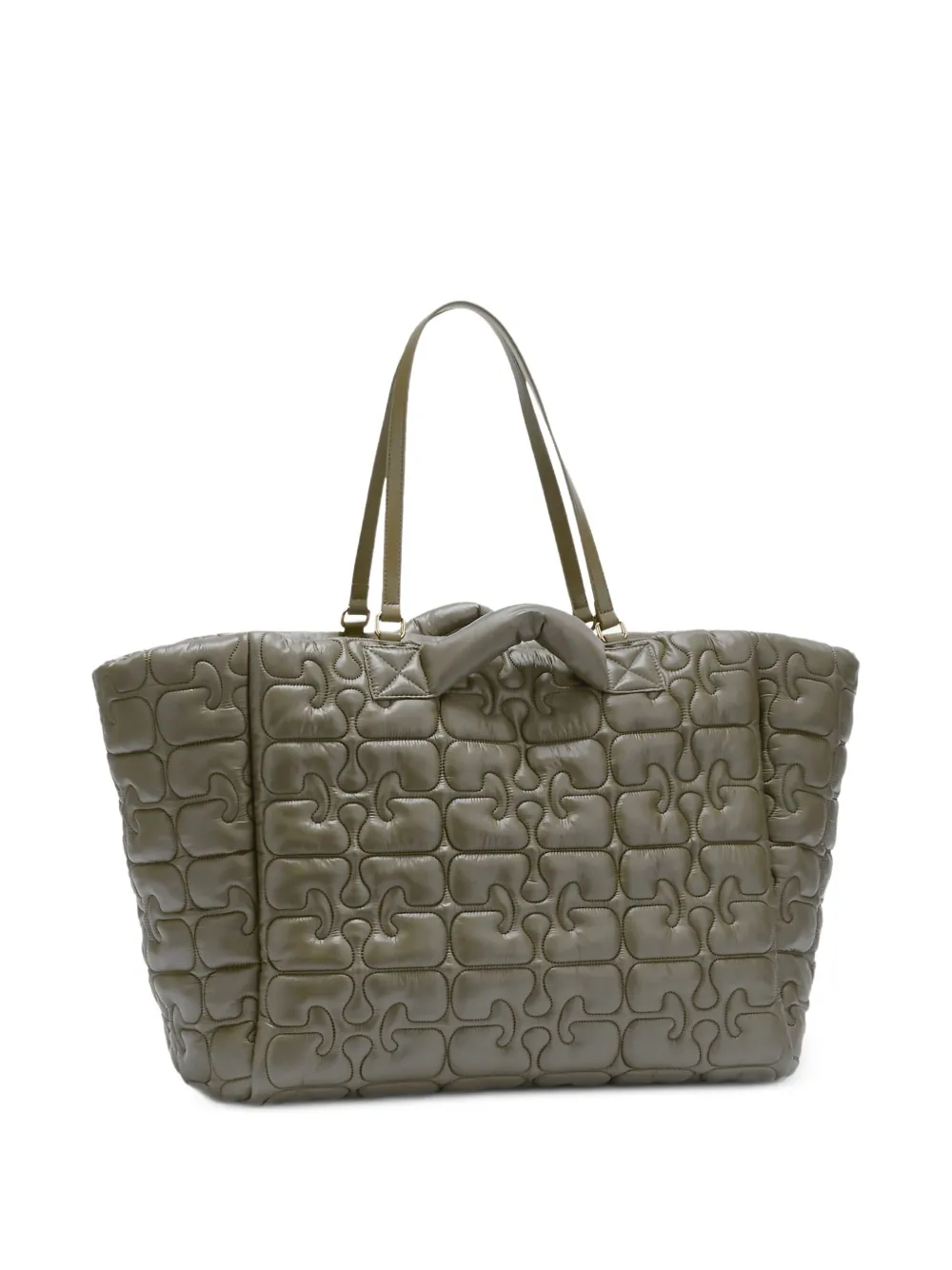 GANNI Shopper met logo Groen