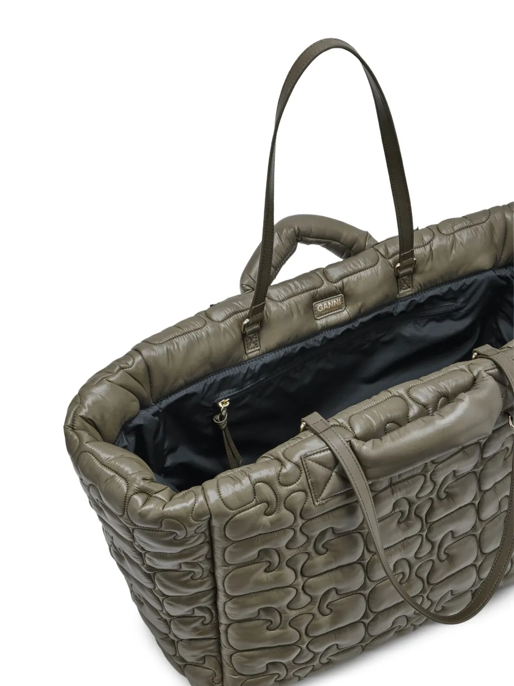 GANNI Shopper met logo Groen