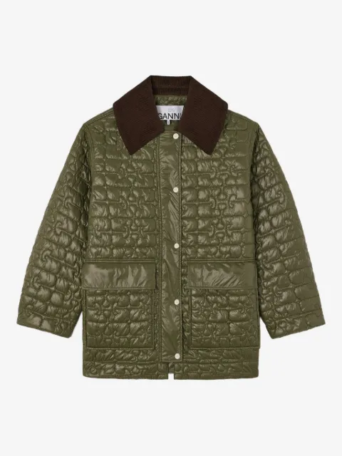 GANNI shiny quilt midi jacket