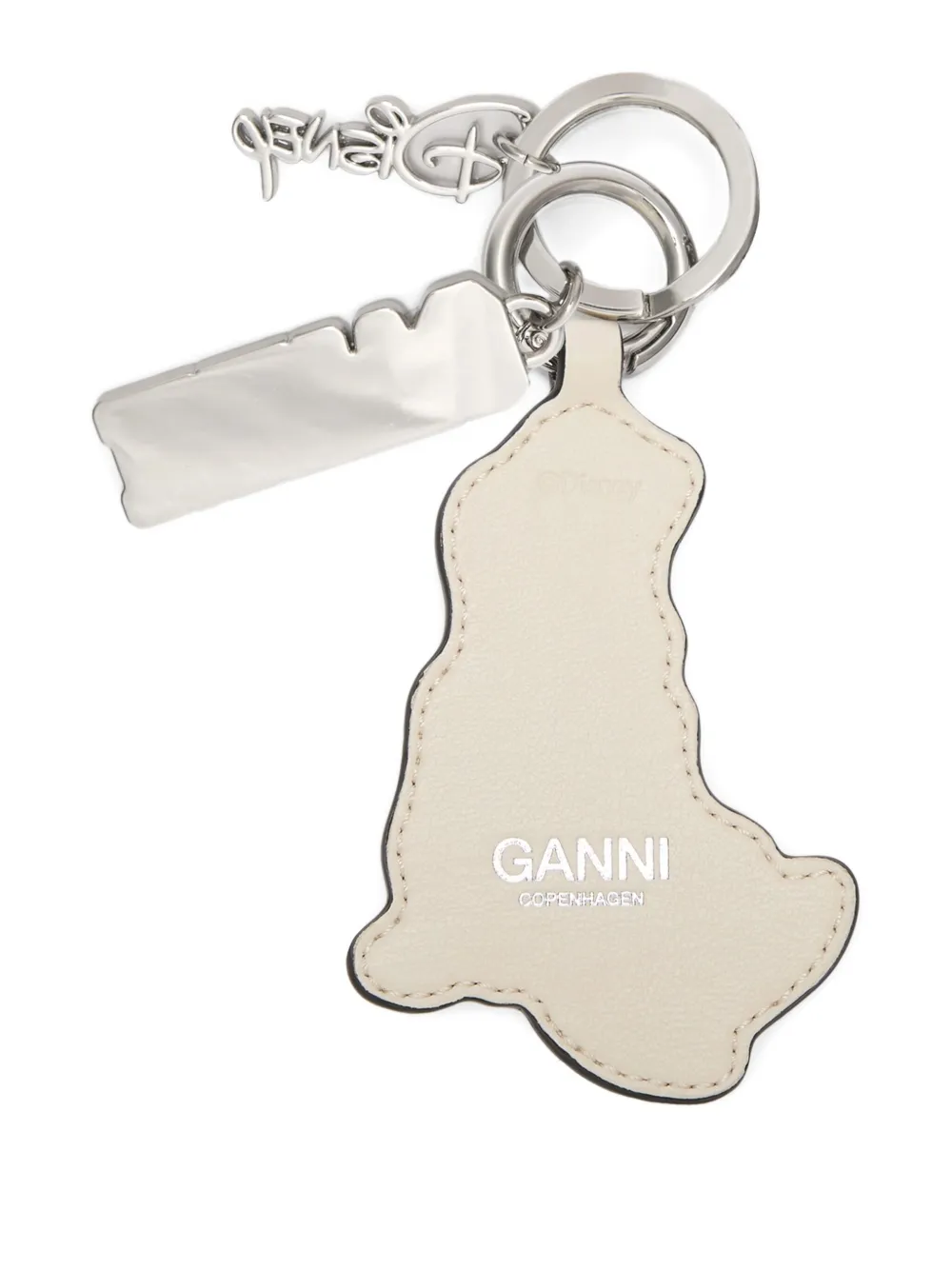 Ganni X Disney Leather Keyring In Neutral