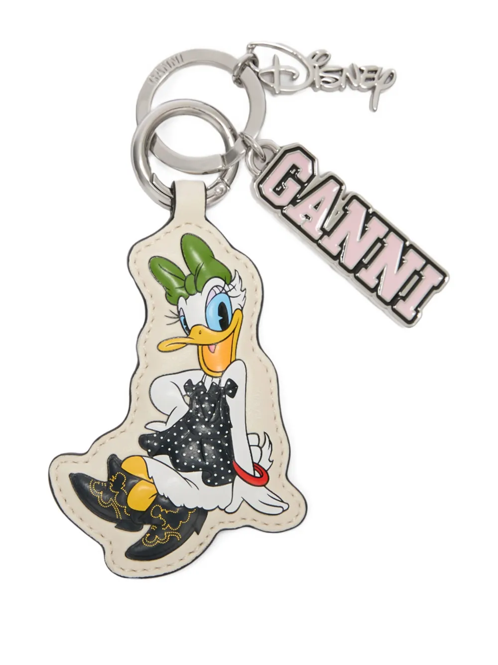 Ganni X Disney Leather Keyring In Neutral
