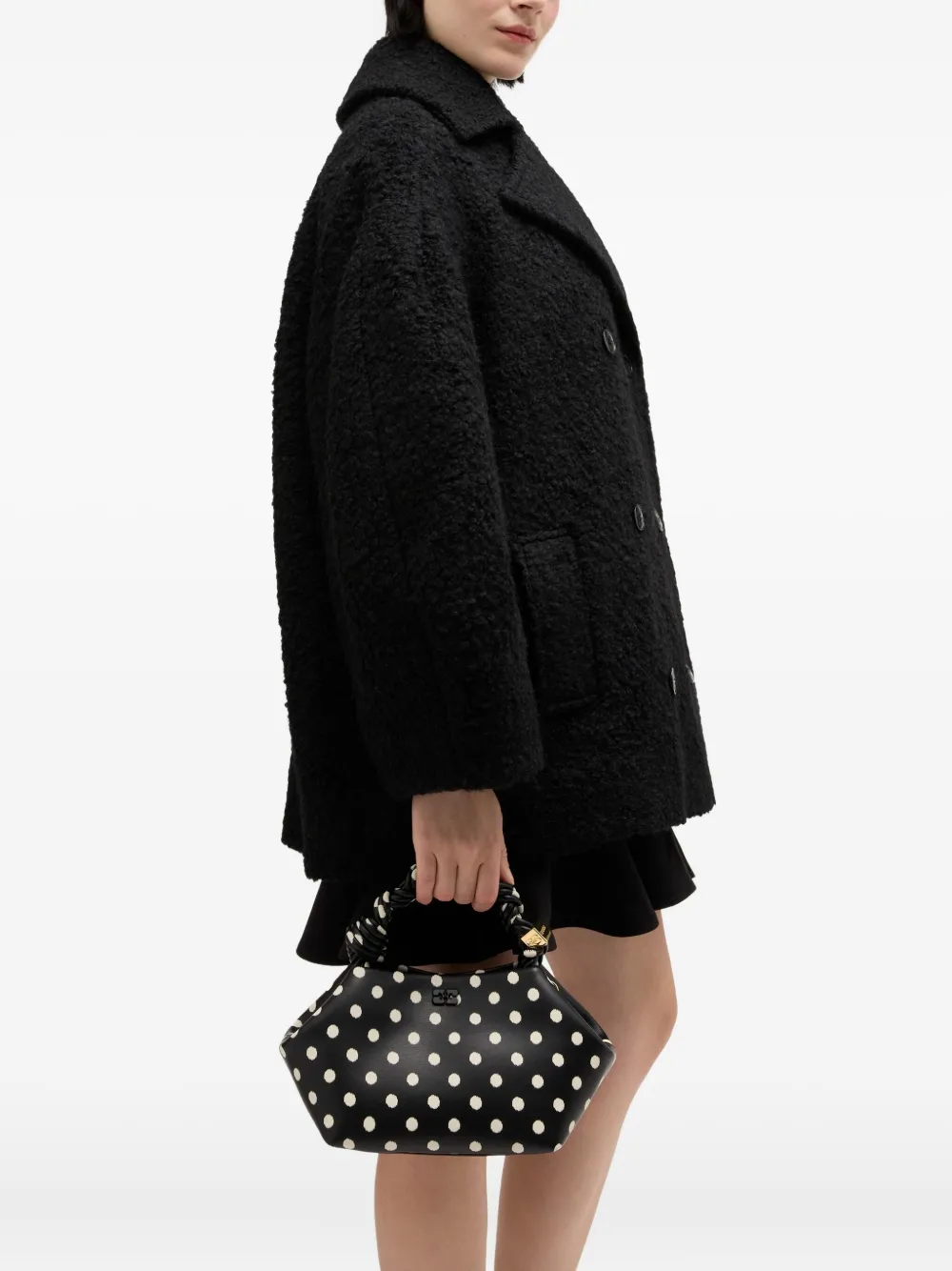 GANNI Shopper met stippen - Zwart