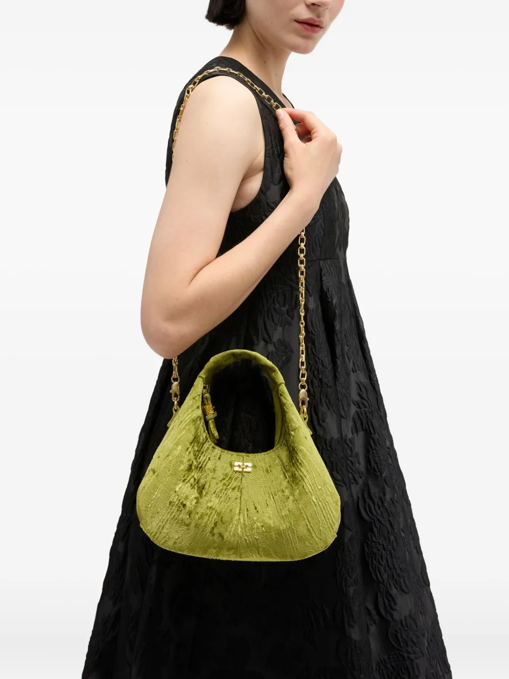 GANNI Schoudertas met logoplakkaat - Groen