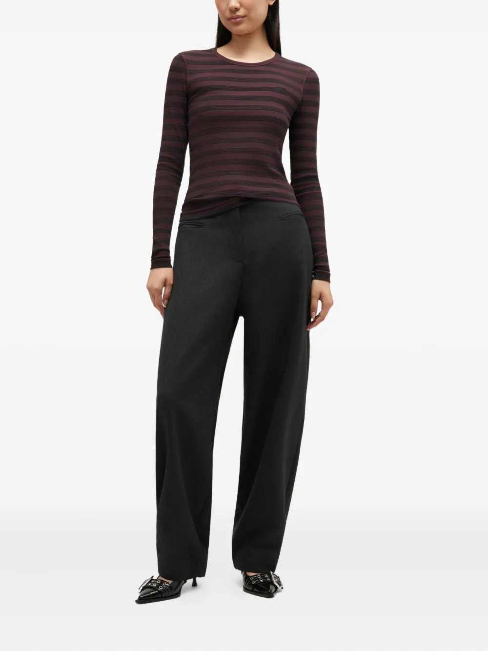 GANNI Gestreepte top Bruin