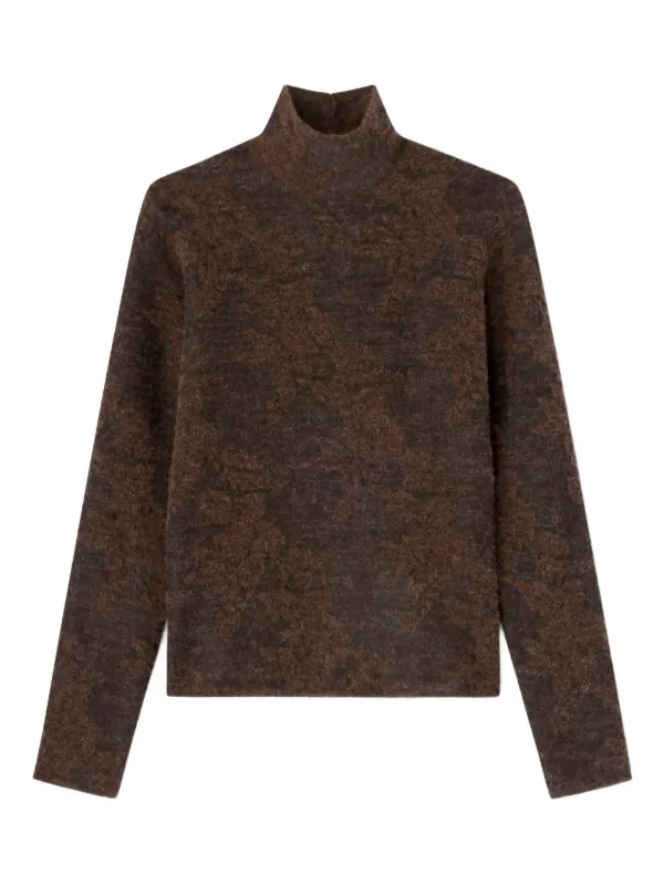 Ganni Sheer Turtleneck in Brown